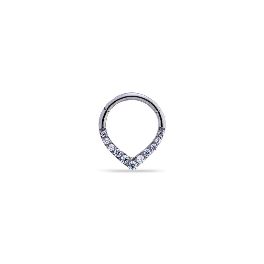 V-Shaped Crystal Clicker Ring