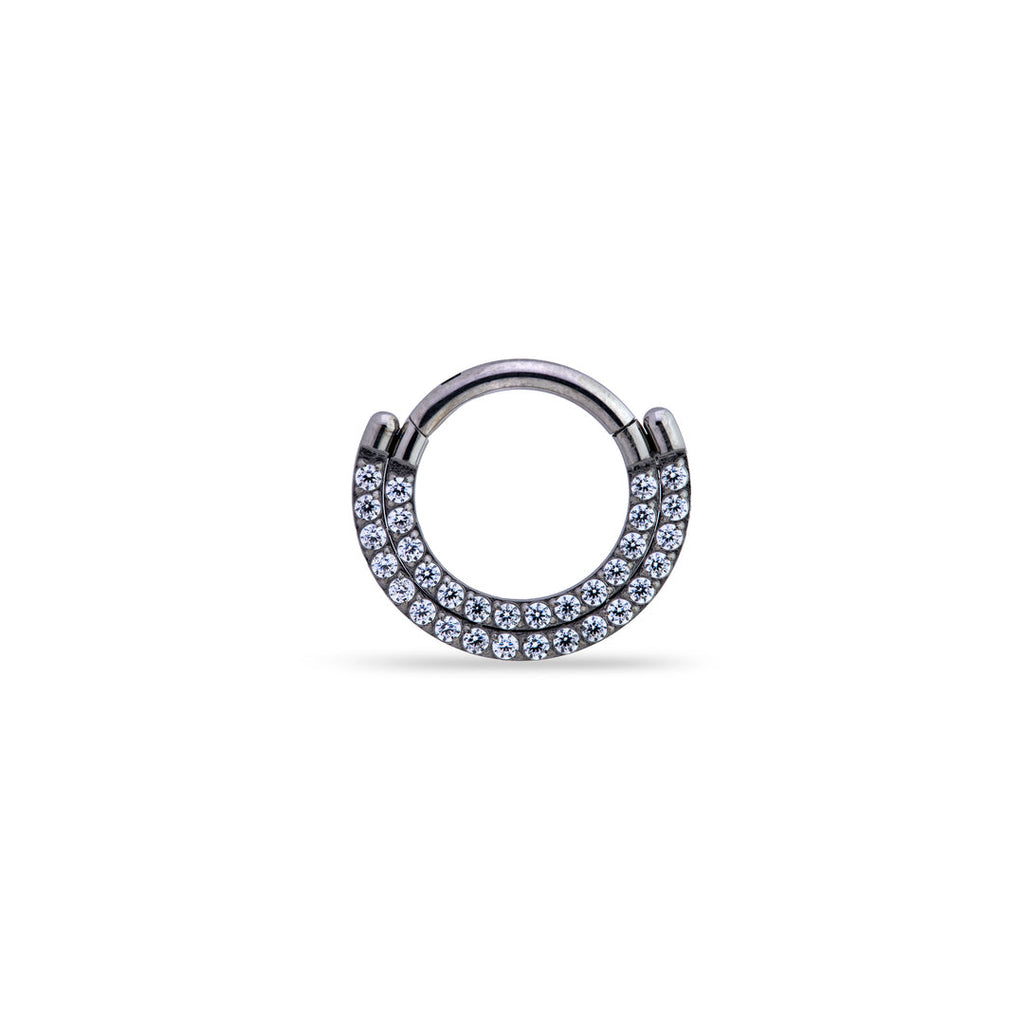 Double Row Flat Crystal Clicker Ring