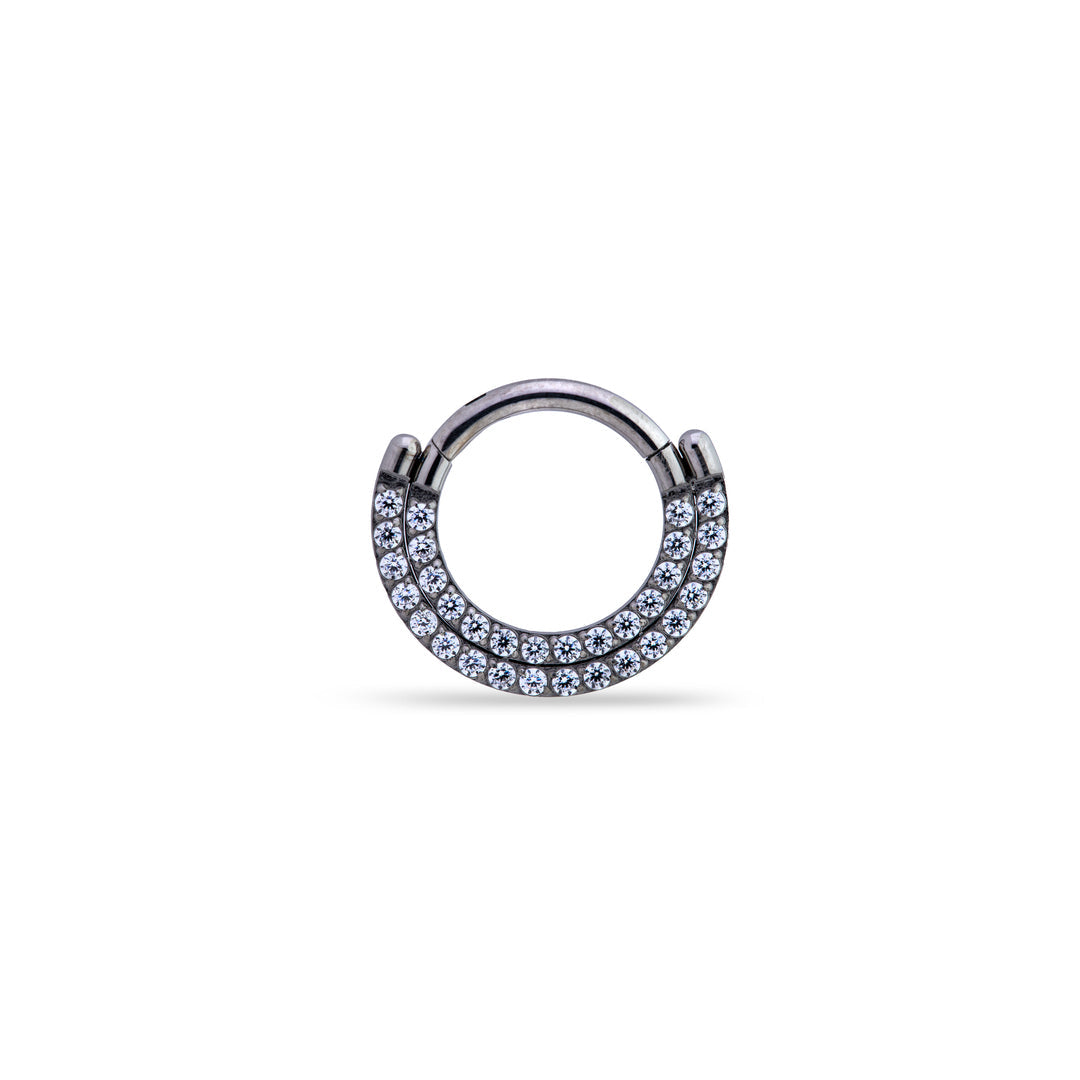 Double Row Flat Crystal Clicker Ring