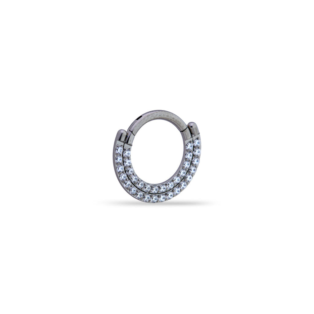 Double Row Flat Crystal Clicker Ring