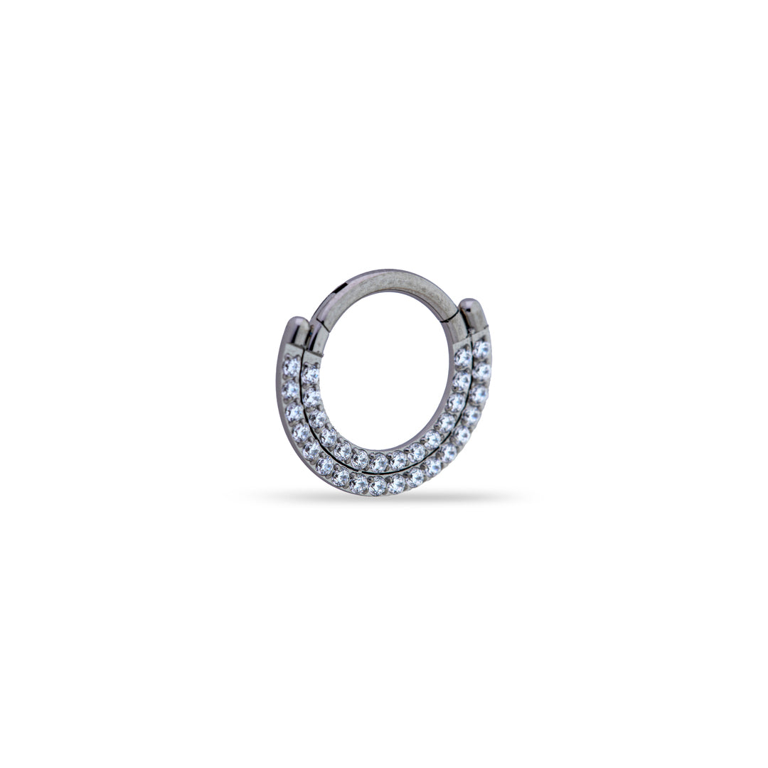 Double Row Flat Crystal Clicker Ring