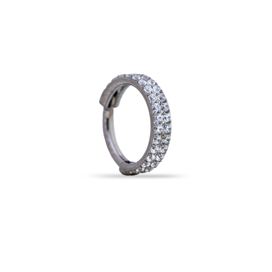 Double Row Crystal Clicker Ring