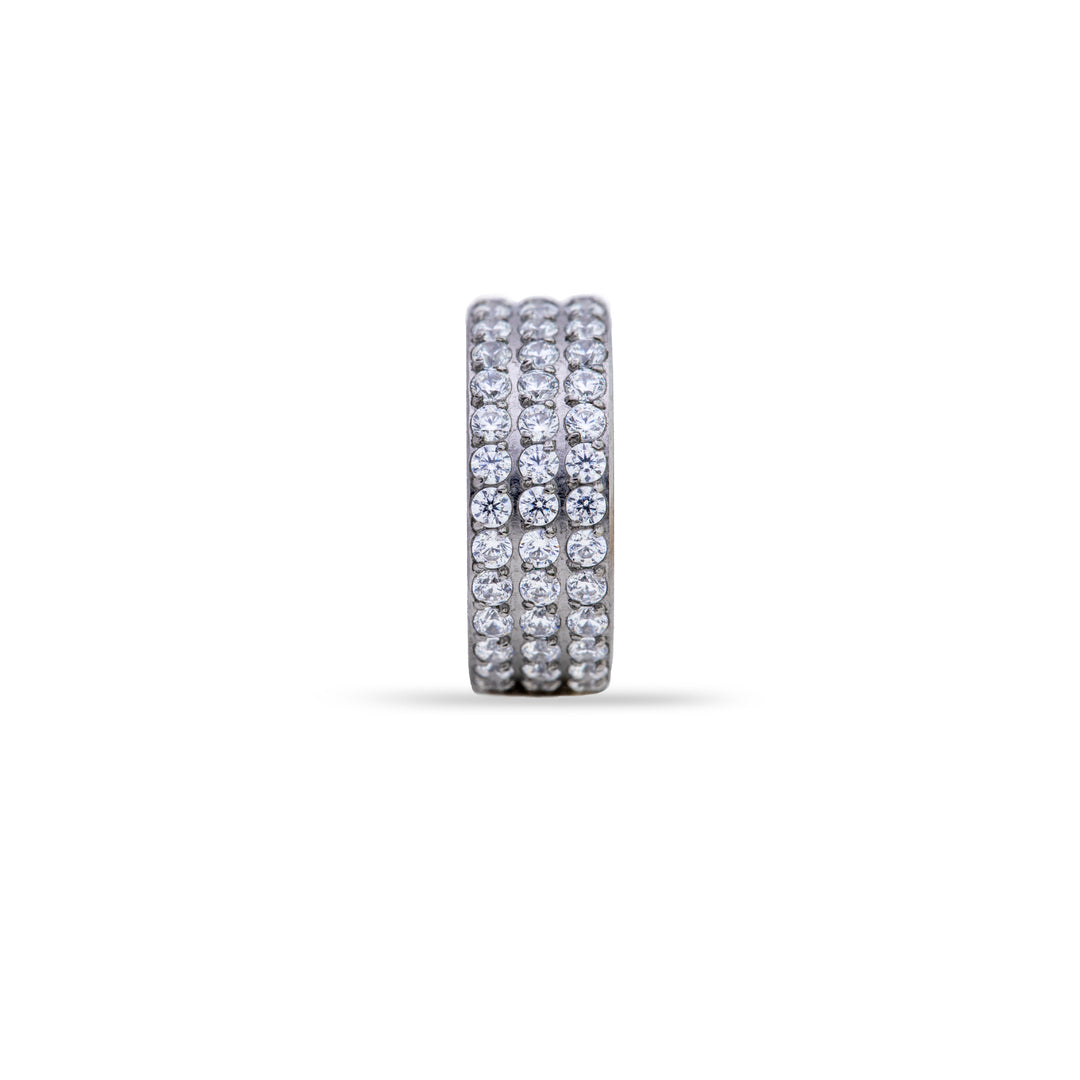 Triple Row Crystal Clicker Ring