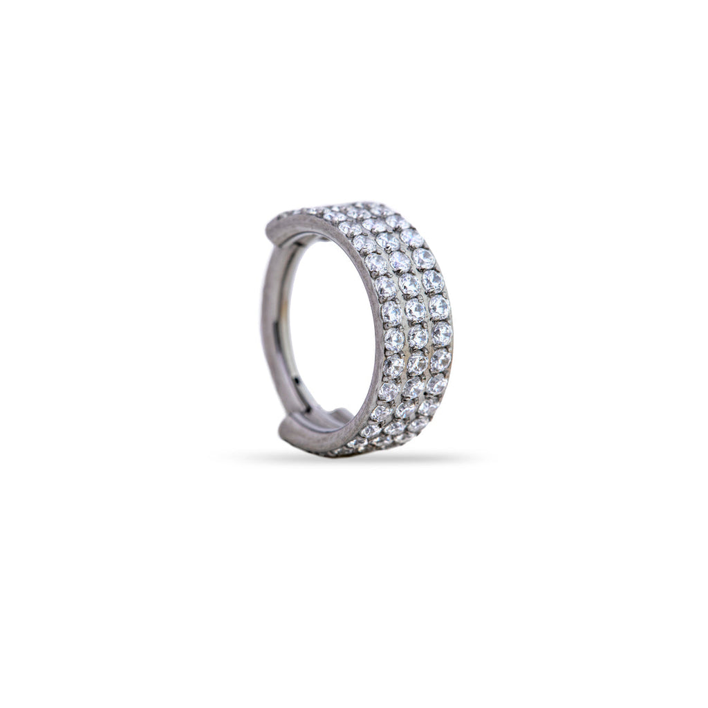 Triple Row Crystal Clicker Ring