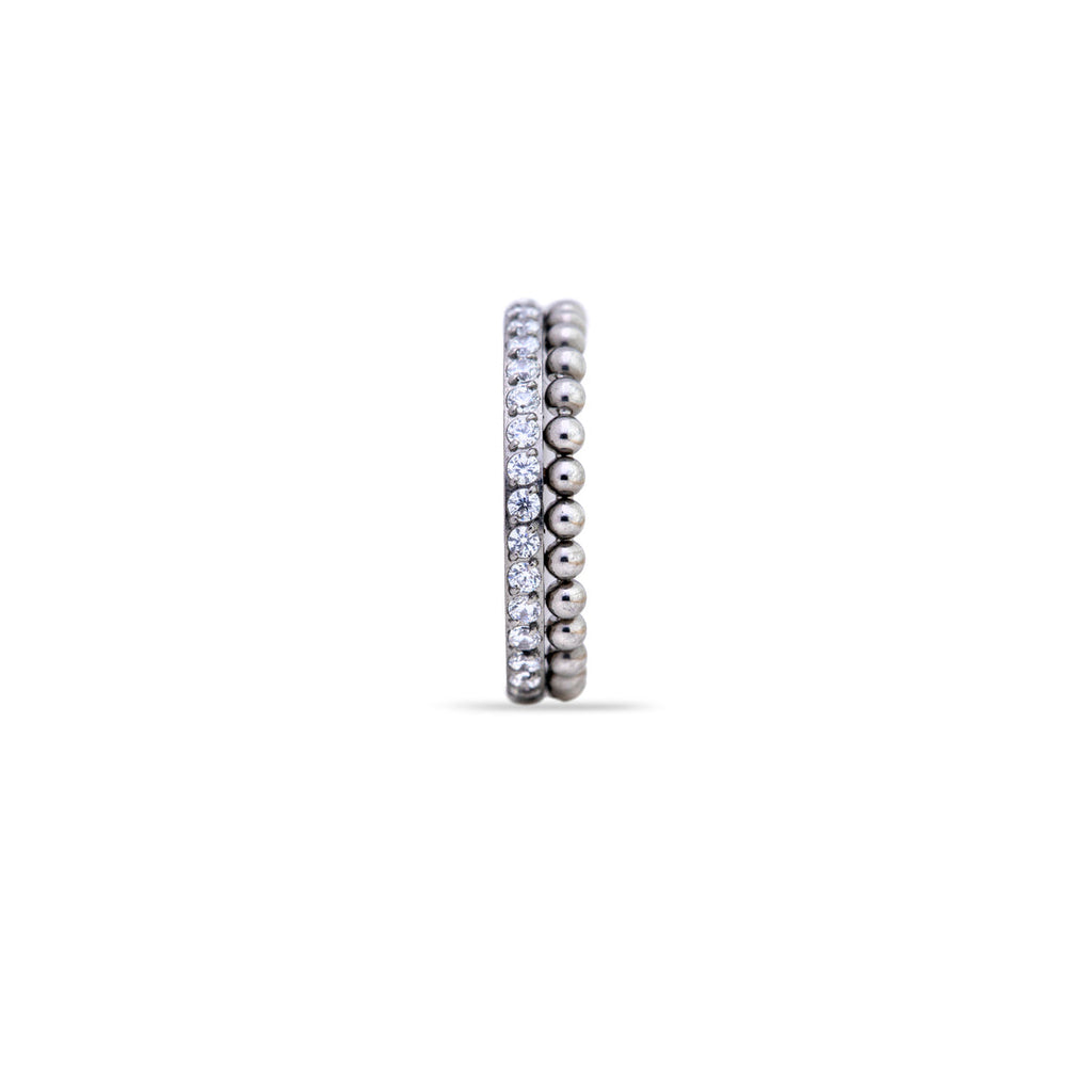 Filigree Clicker Ring with Side Crystals