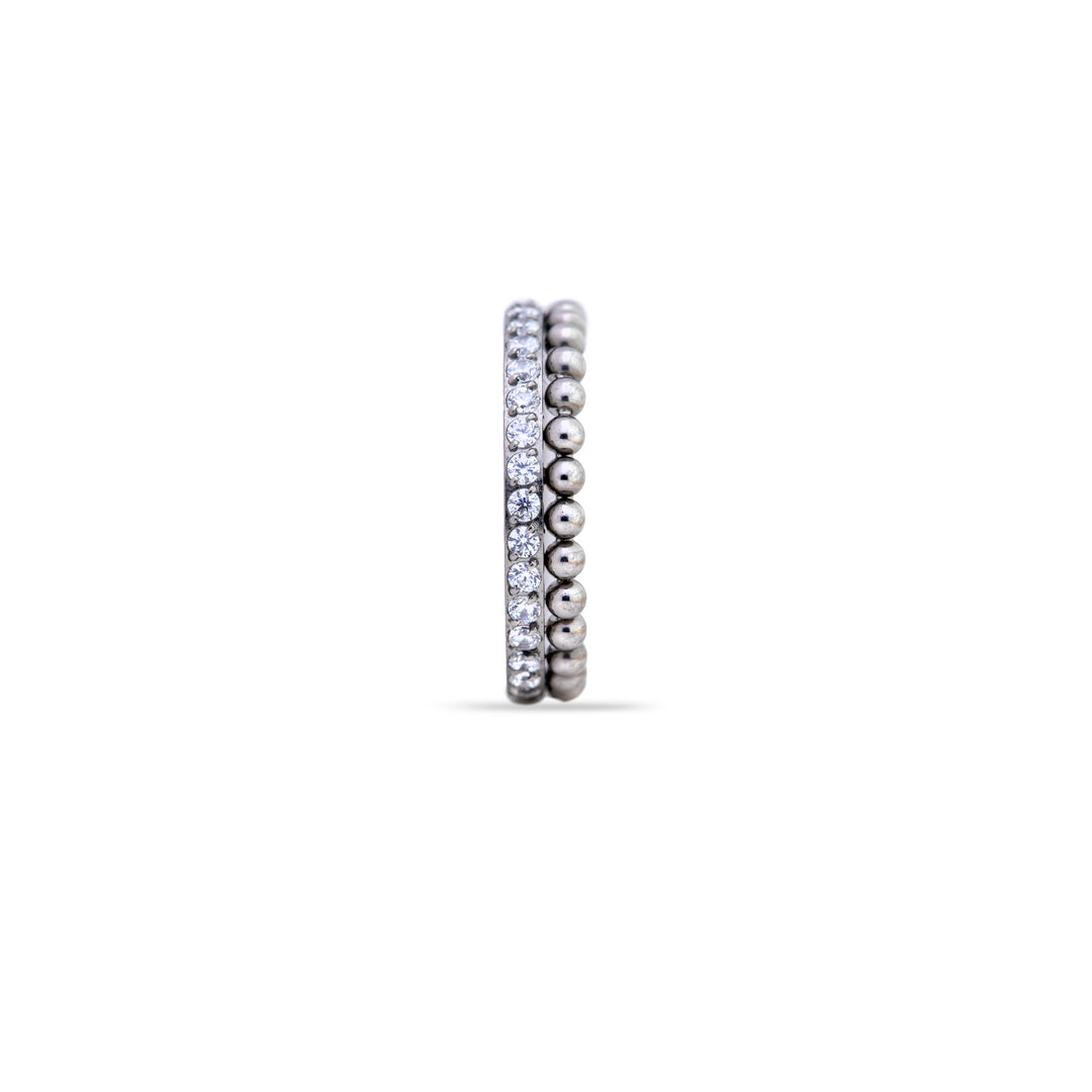 Filigree Clicker Ring with Side Crystals
