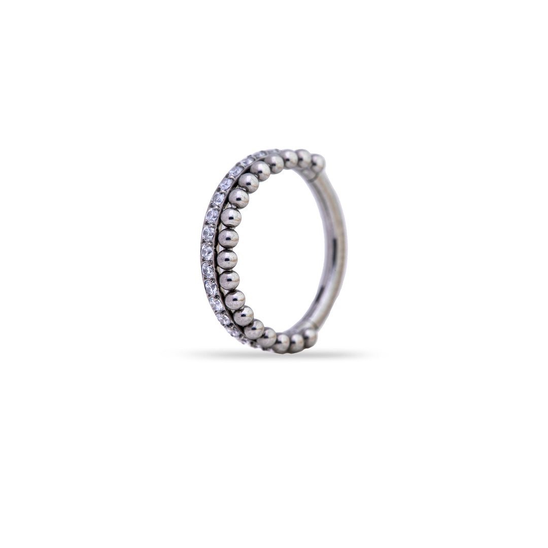 Filigree Clicker Ring with Side Crystals