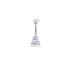 Oval Drop Prong-Set Crystal Navel Ring