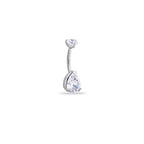 Oval Drop Prong-Set Crystal Navel Ring