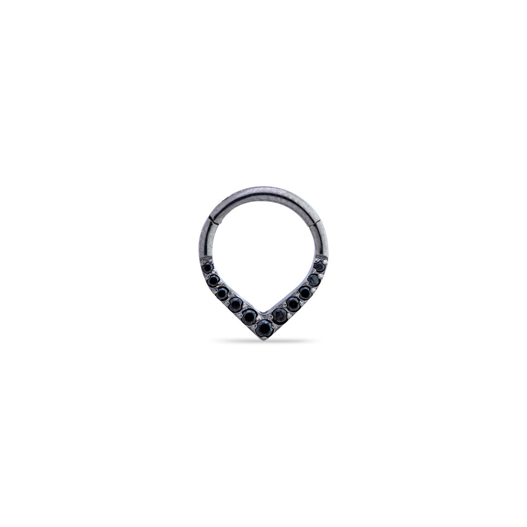 V-Shaped Crystal Clicker Ring