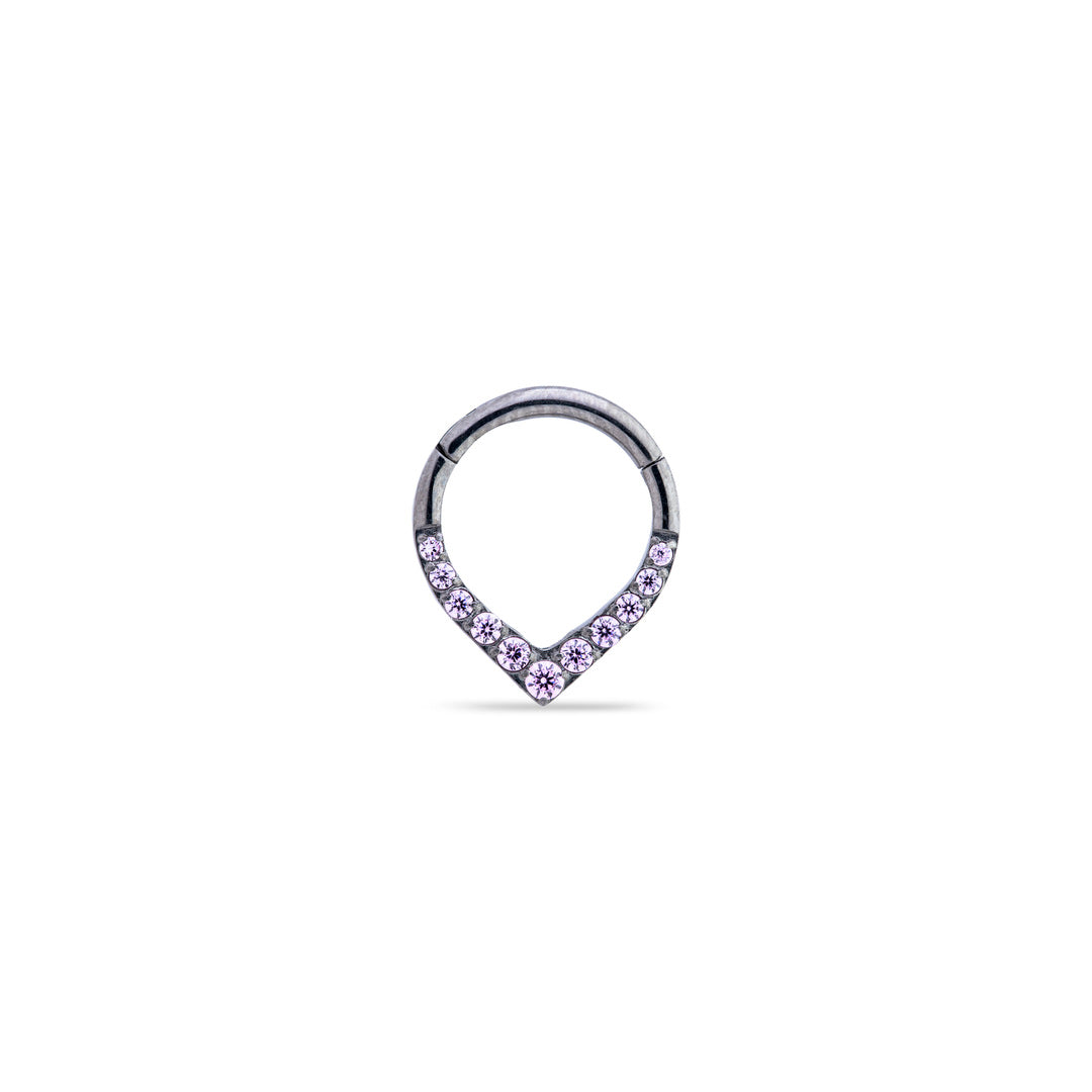 V-Shaped Crystal Clicker Ring