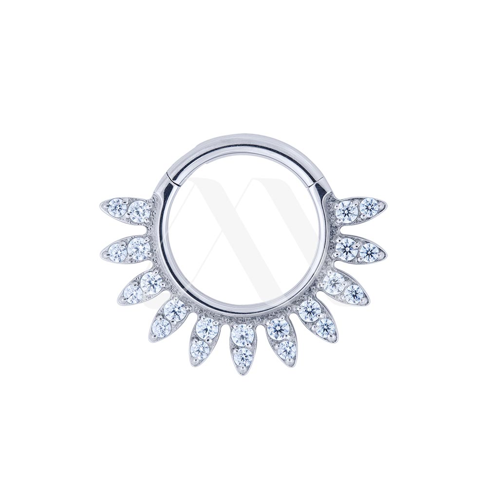 Spike Tip Crystal Clicker Ring
