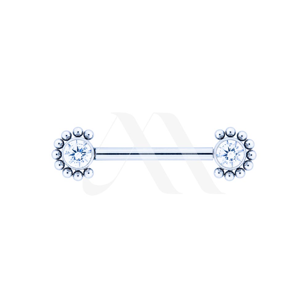 Sun Crystal & Filigree Nipple Bar