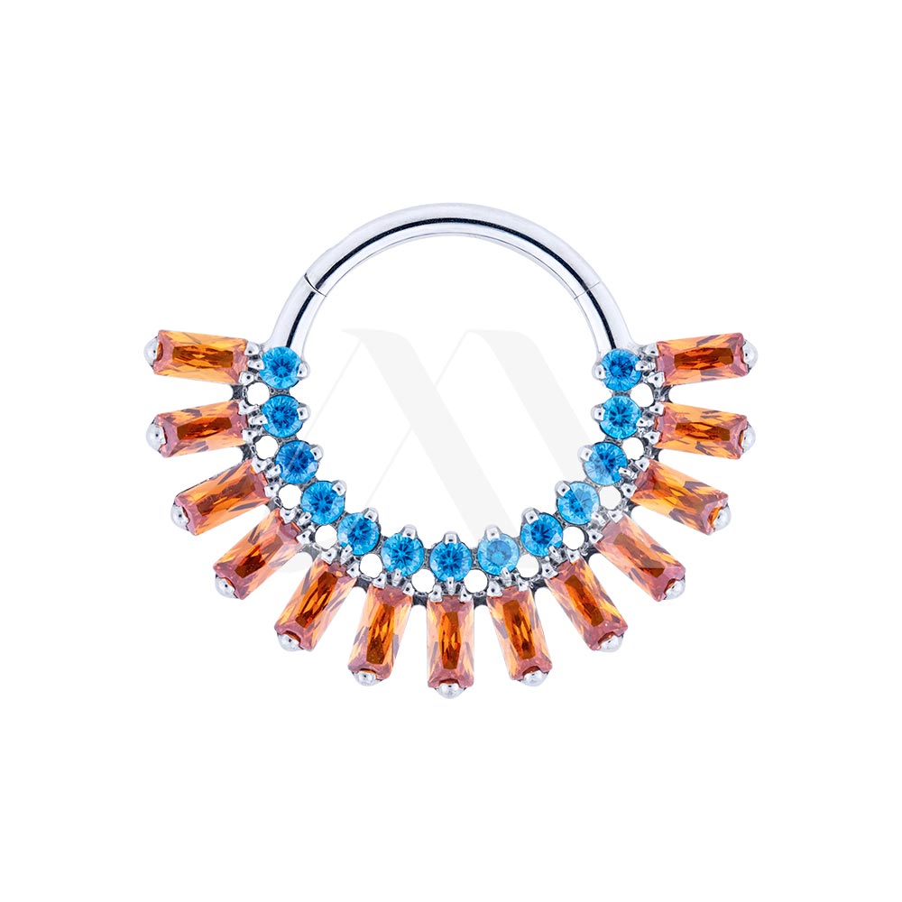 Baguette Color Crystal Clicker Ring