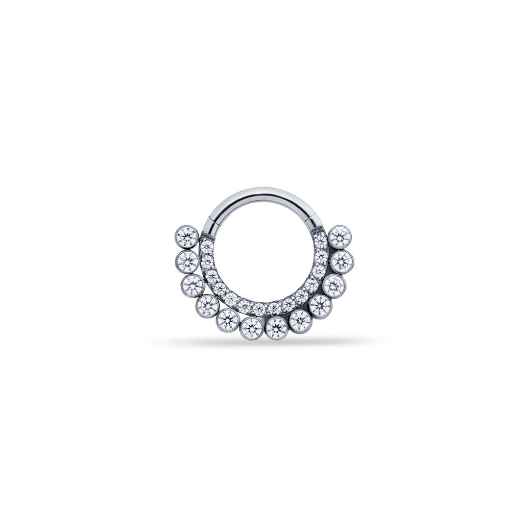 Double Row Crystal Clicker Ring