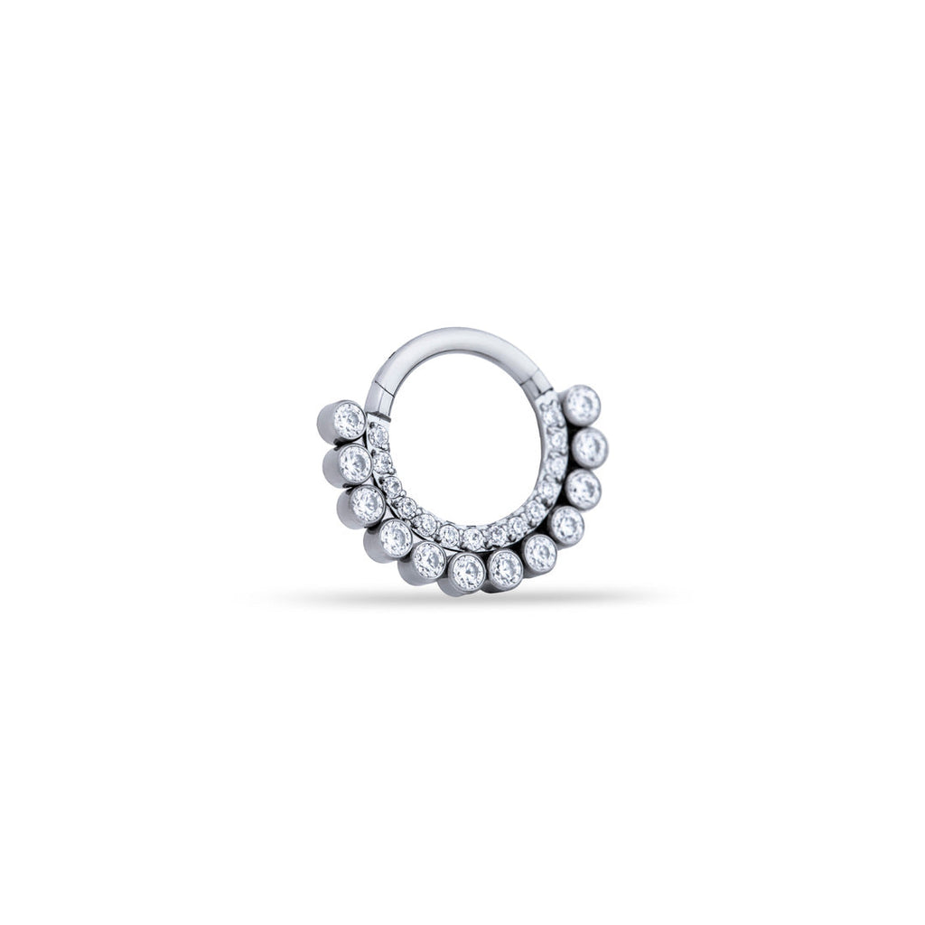 Double Row Crystal Clicker Ring