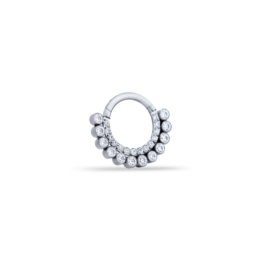 Double Row Crystal Clicker Ring