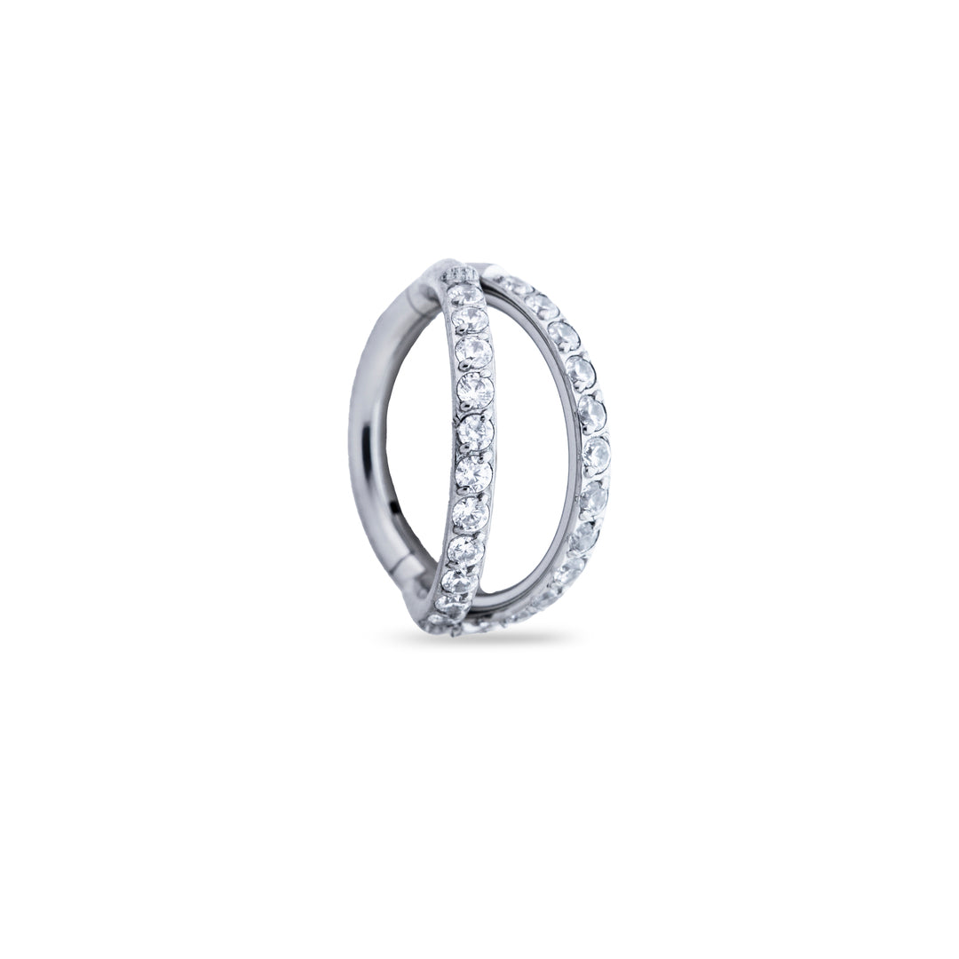 Double Row Clicker Ring with Crystals