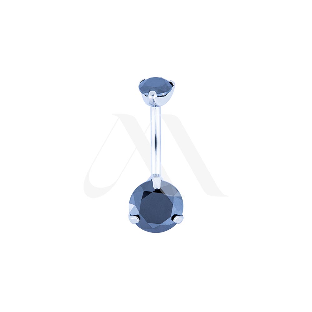 Navel Prong Set Doble Cristal