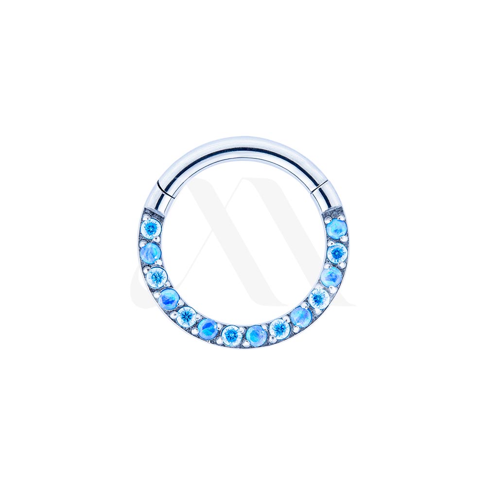 Front-Facing Crystal/Opal Clicker Ring