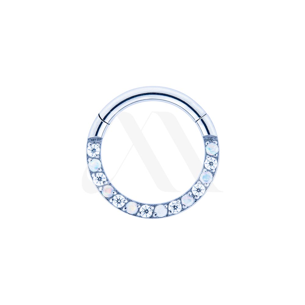 Front-Facing Crystal/Opal Clicker Ring
