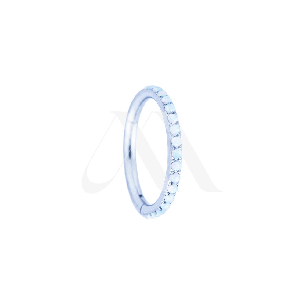 Clicker Ring with Side Crystals/Opals
