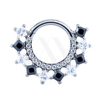 Clicker Ring with Multi-Size Square Crystals – 16G
