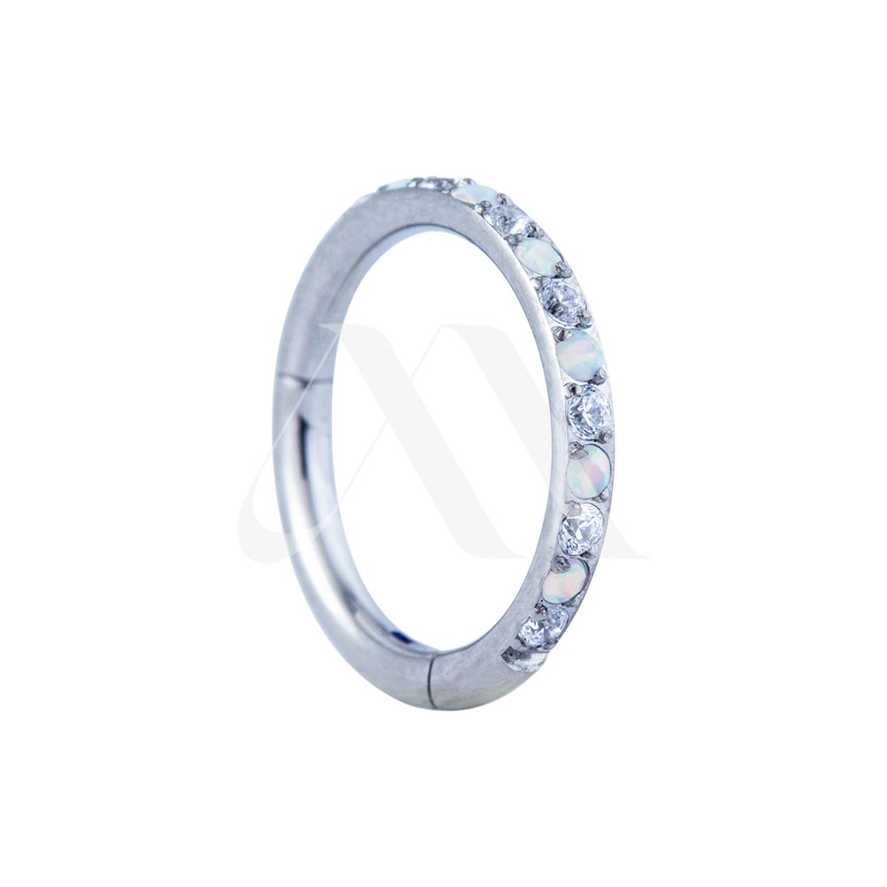 Clicker Ring with Side Crystals/Opals