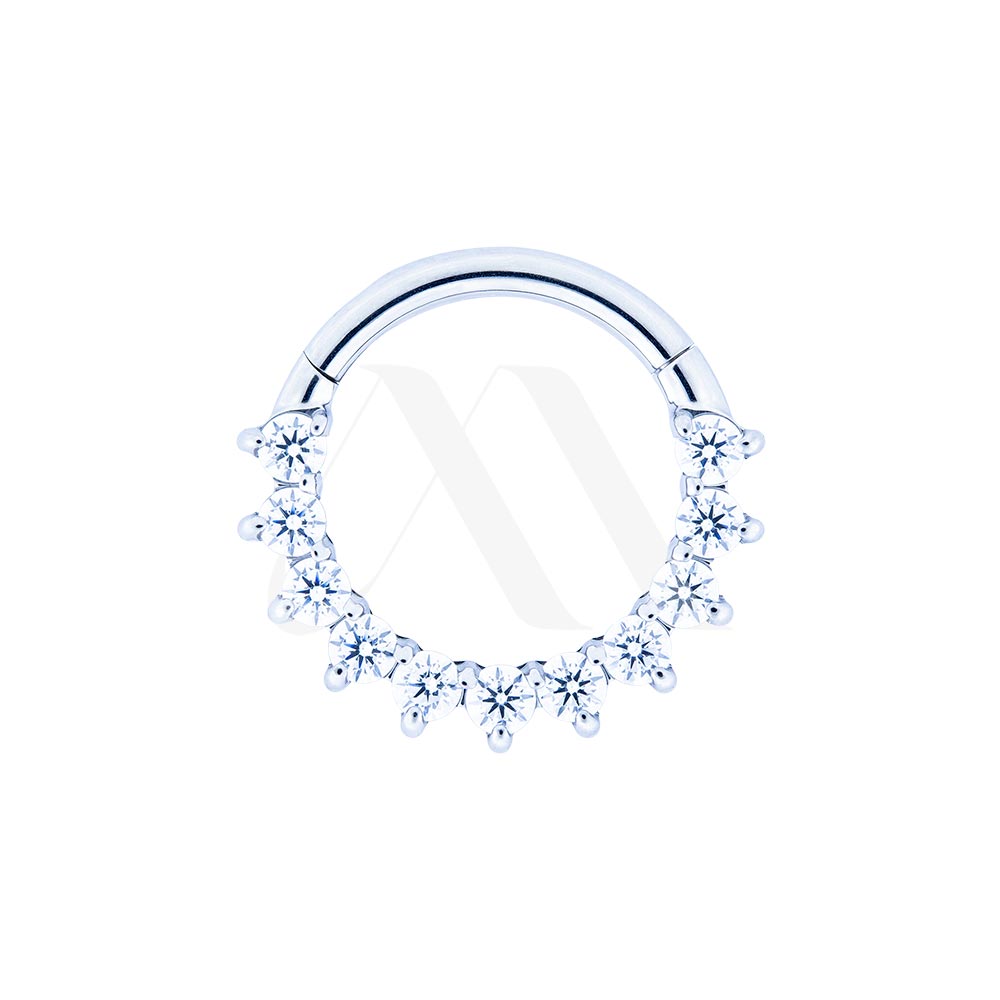 Round Crystal Clicker Ring