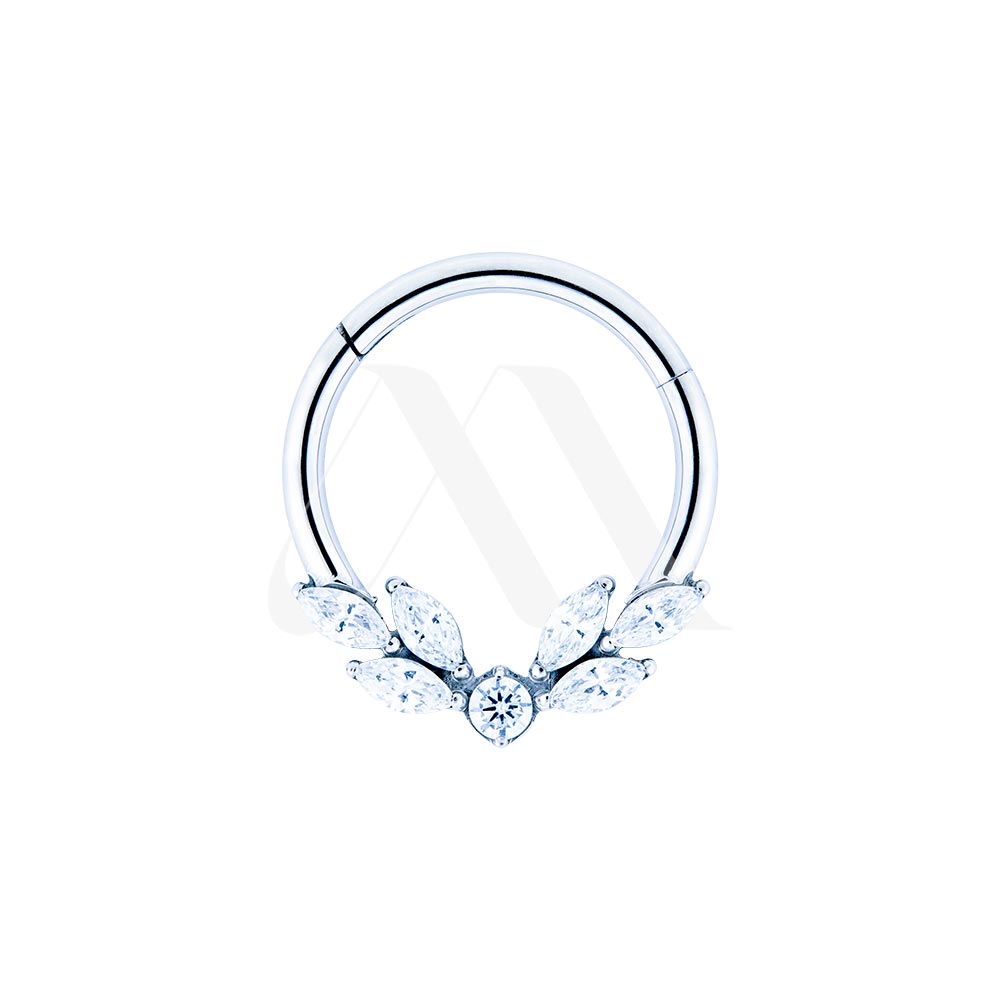 Herringbone Crystal Clicker Ring