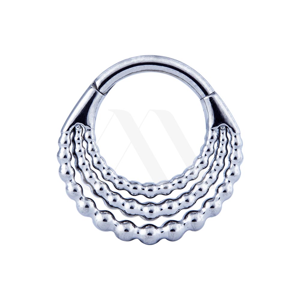 Clicker Ring with Beaded Ornamental Detailing – 16G