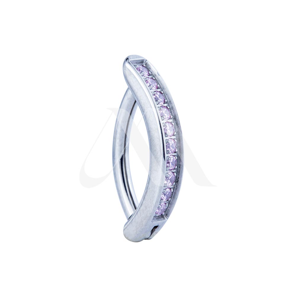Titanium Navel Clicker with Side Crystals