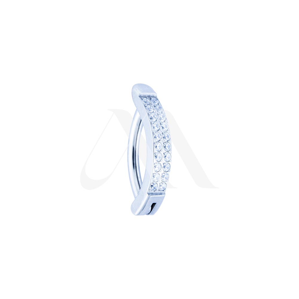 Navel Clicker with Double Crystal Row – 14G